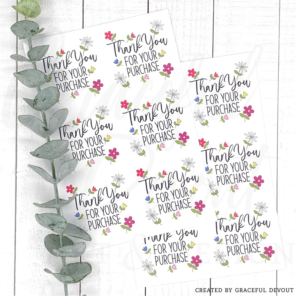 🌷Thank you for your purchase- Sticker 2" (inches)(48ct.)  [GD66-48] - Picture 6 of 7